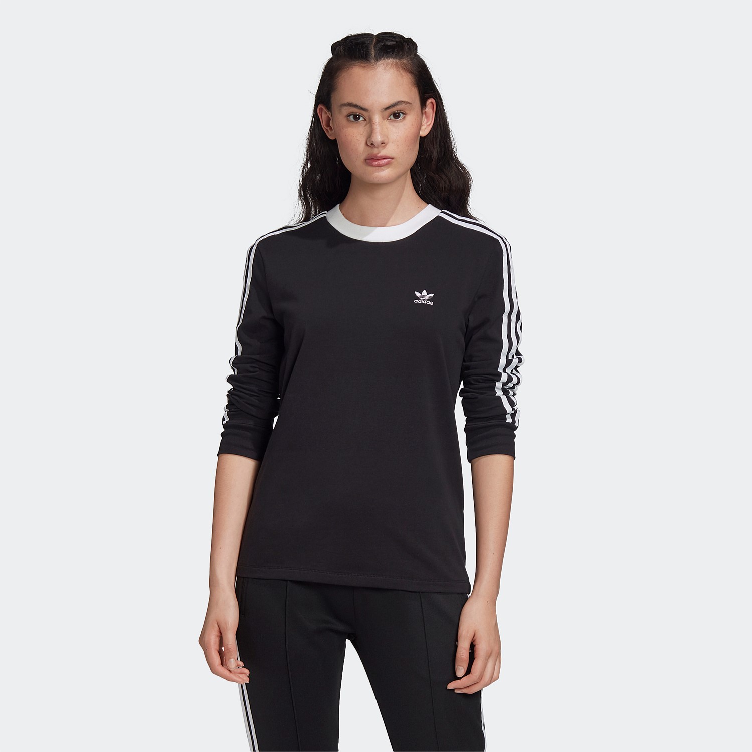 three striped long sleeve top by adidas