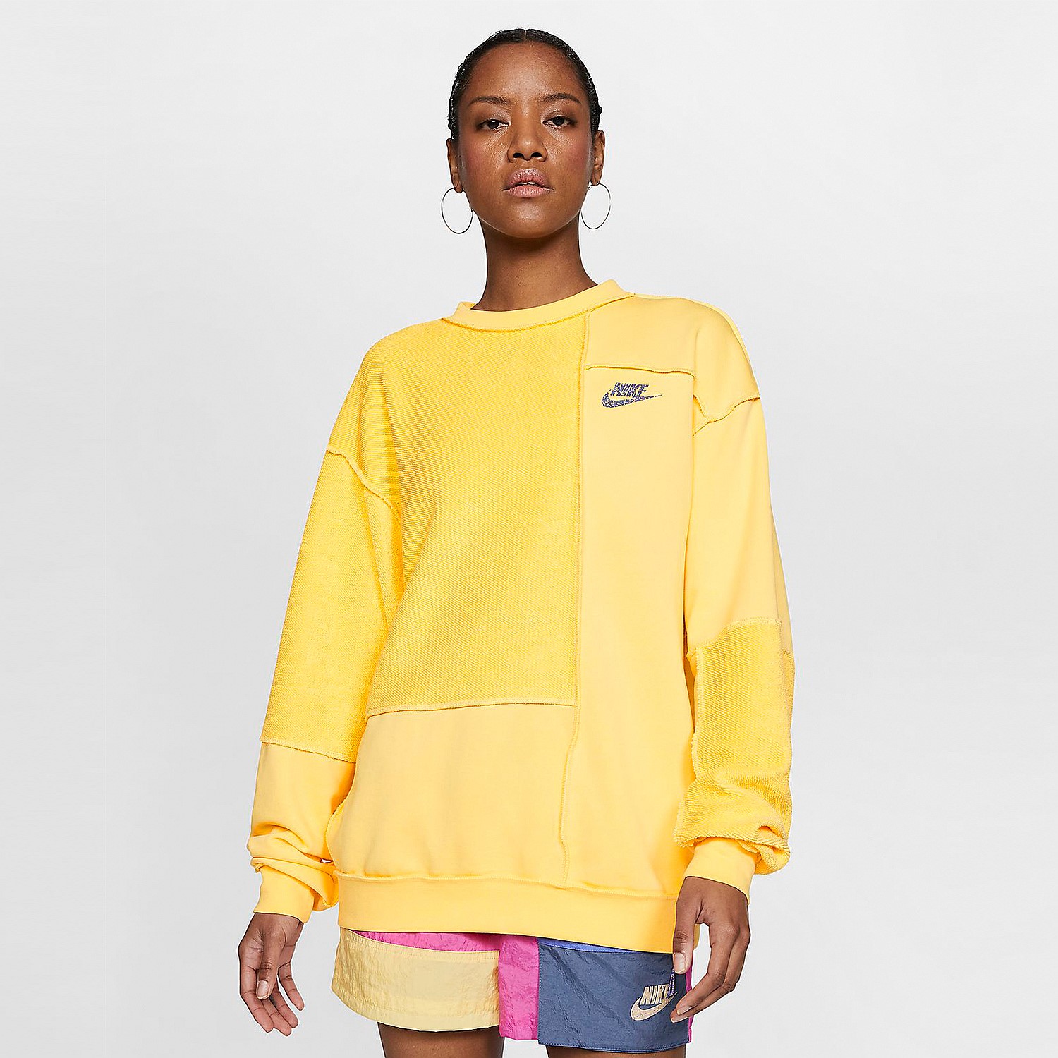 nike reverse panel sweatshirt in yellow