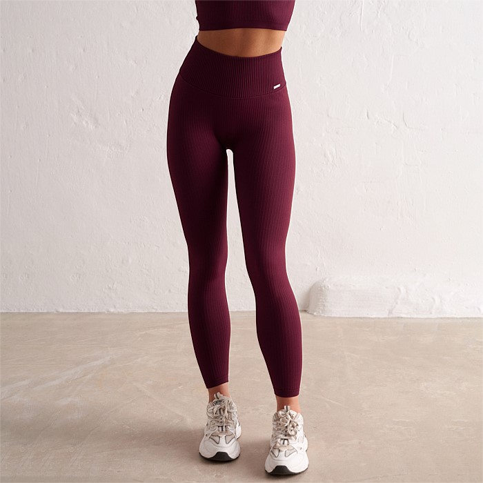 Bordeaux Ribbed Seamless Tights