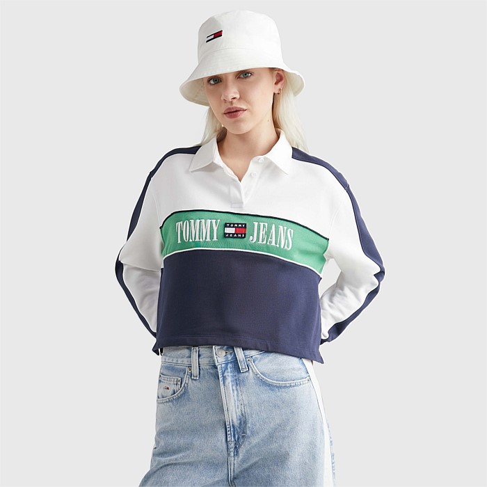 Colour-Block Cropped Rugby Shirt